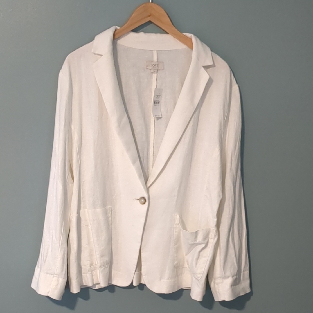 NWT Loft White Linen Blazer